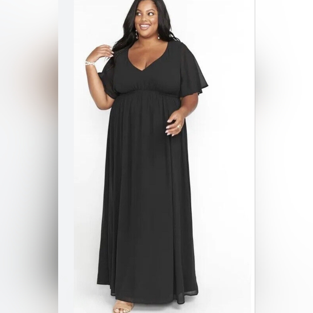 Show Me Your Mumu Emily Empire Maxi Dress Black Chiffon NWT Size 3X - Picture 2 of 12